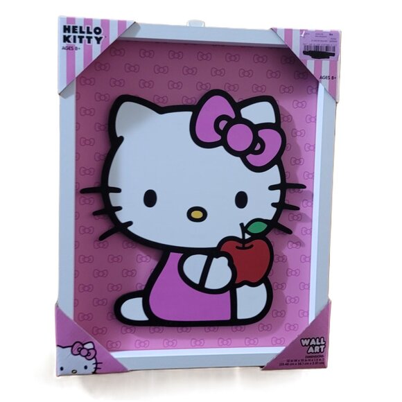Sanrio Hello Kitty Frame Pink W/ Wood Wall Art 12” X 15” Room Decor Gift - Picture 3 of 9